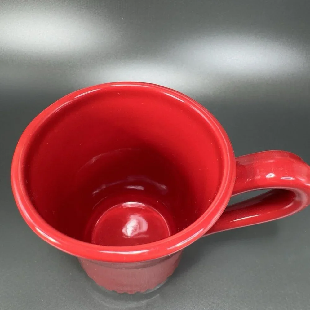 Williams Sonoma Rustic HeartVisit Collection Coffee Mug Cup Beaded Bottom Red‎